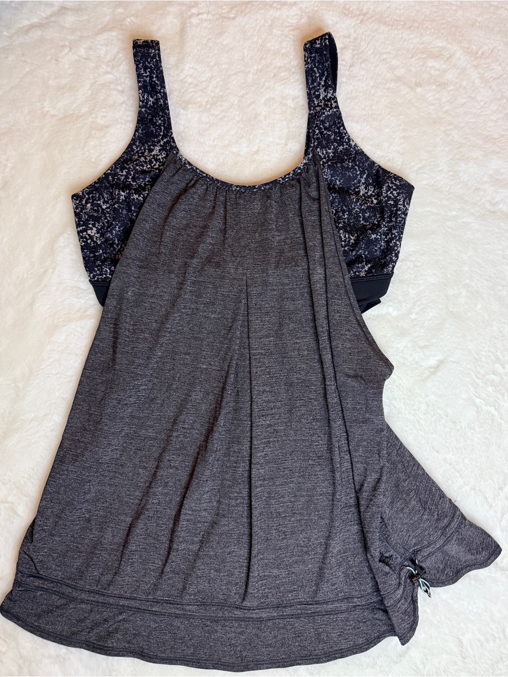 Lululemon Gray Built In Bra Drawcord Athletic Tank Top